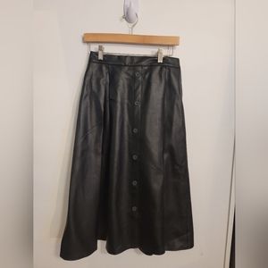 Oak and Fort black leather skirt